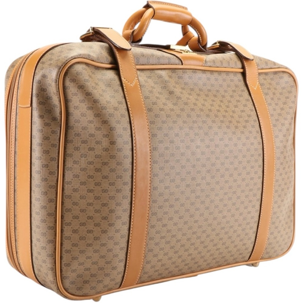 Gucci Micro GG Coated Canvas and Leather Travel Bag Luggage Tag lock key vintage - Picture 2 of 16